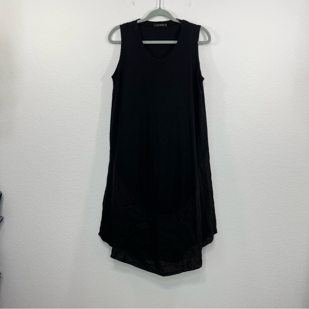 Cut‎ loose Tunic Sleeveless Black linen blend size Medium